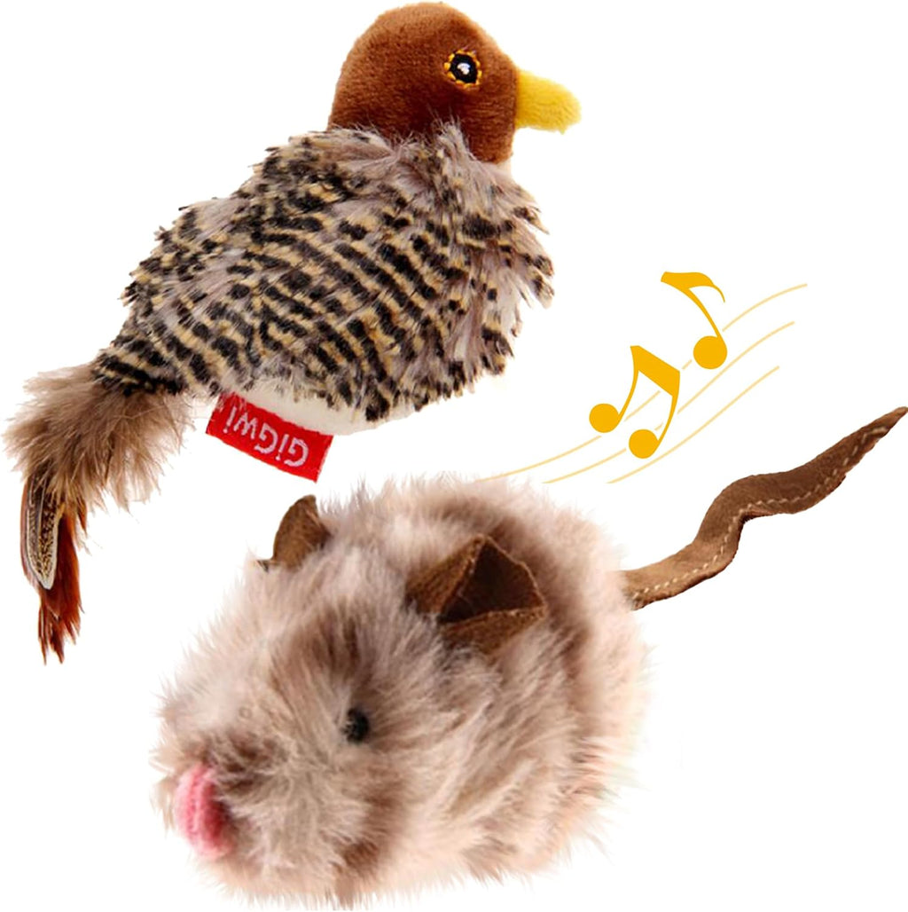 GiGwi Interactive Cat Toys Squeaky, Stimulated Chirping Bird Toy Making Noise,Automatic Chirp Bird Cat Toy with Feather Tail, Melody Chaser Play and Squeak Kitten Toy for Boredom - Image 12