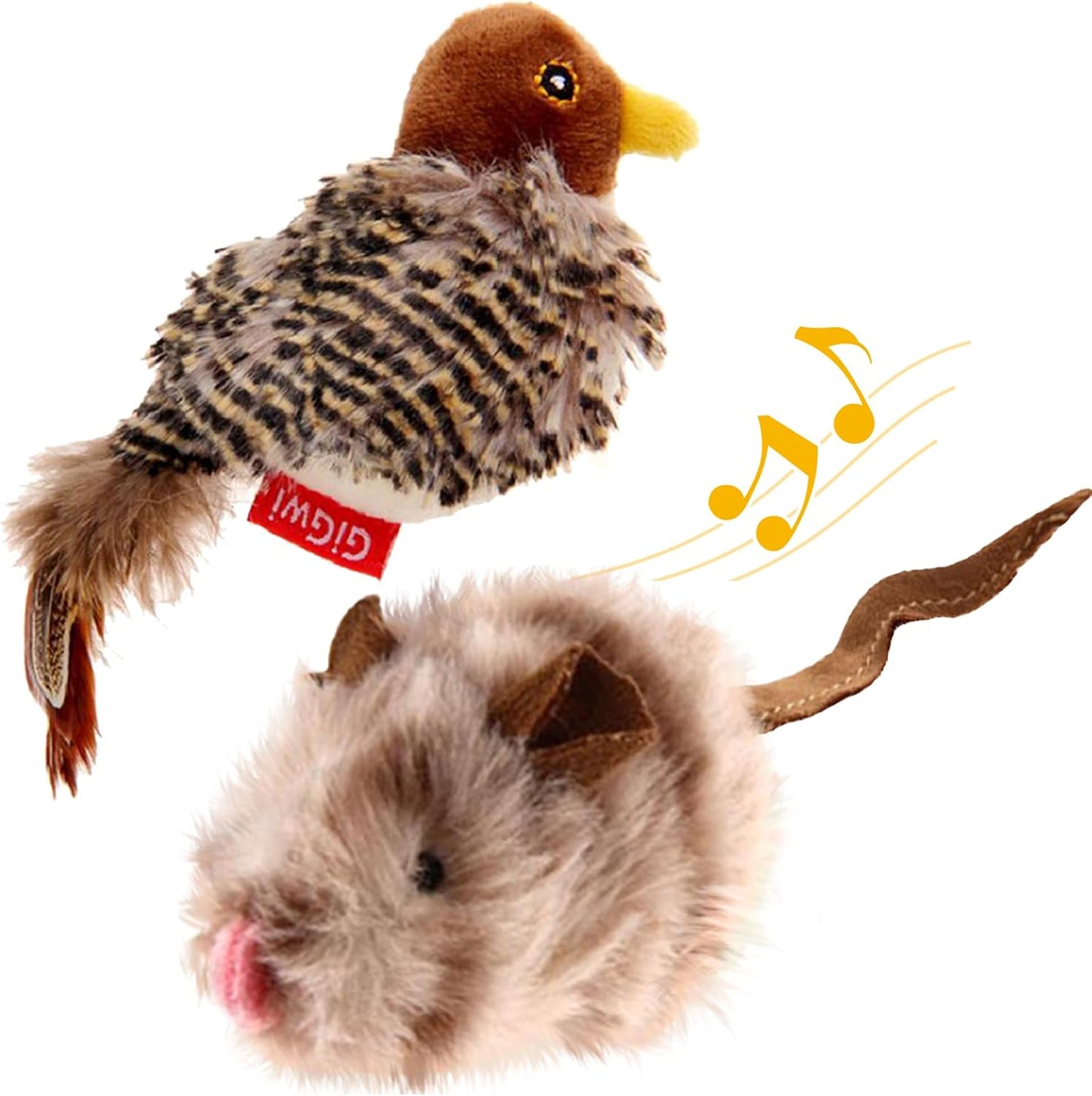 GiGwi Interactive Cat Toys Squeaky, Stimulated Chirping Bird Toy Making Noise,Automatic Chirp Bird Cat Toy with Feather Tail, Melody Chaser Play and Squeak Kitten Toy for Boredom - Image 12