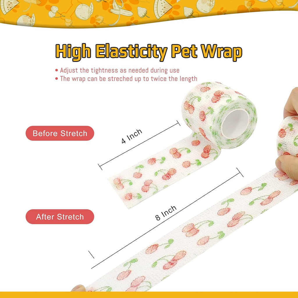 Assorted fruit pattern vet wrap rolls for veterinary use