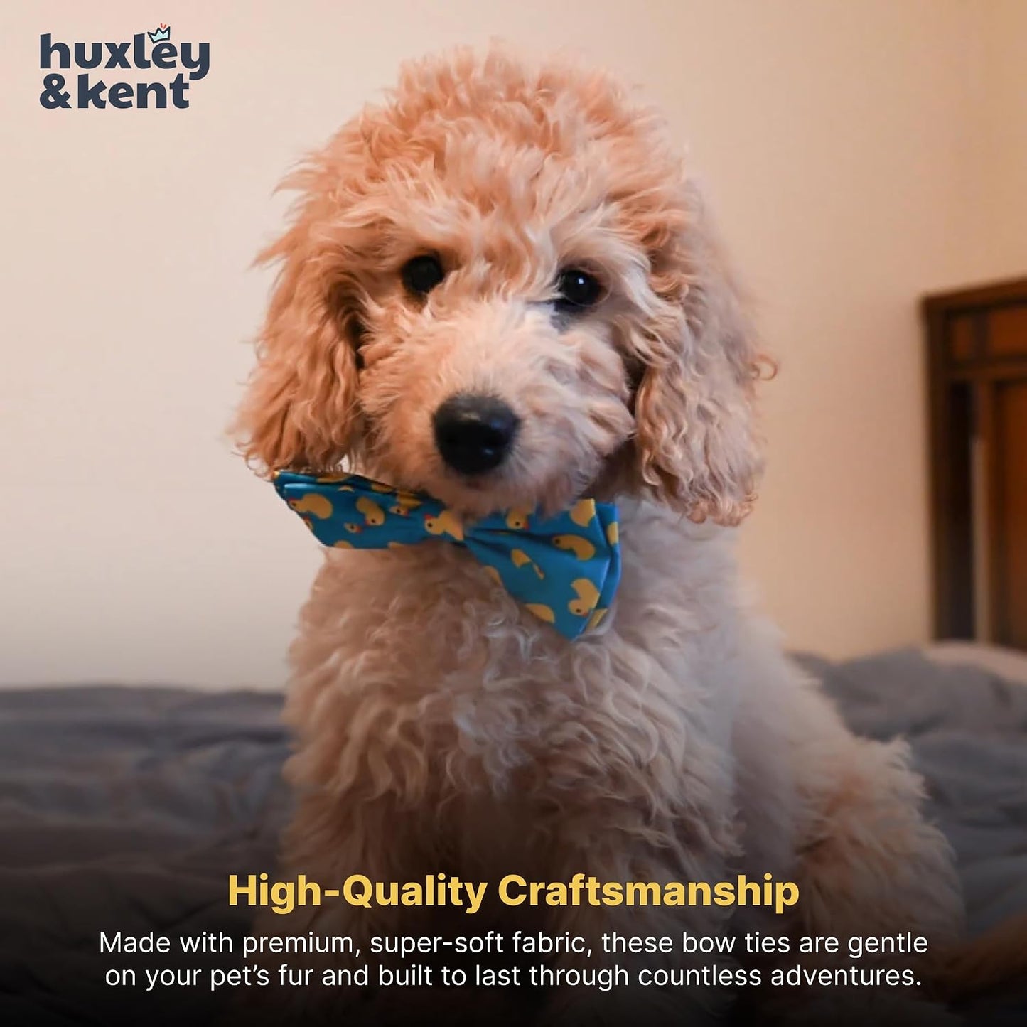 Comfortable non chafing festive pet bow tie with adjustable elastic strap