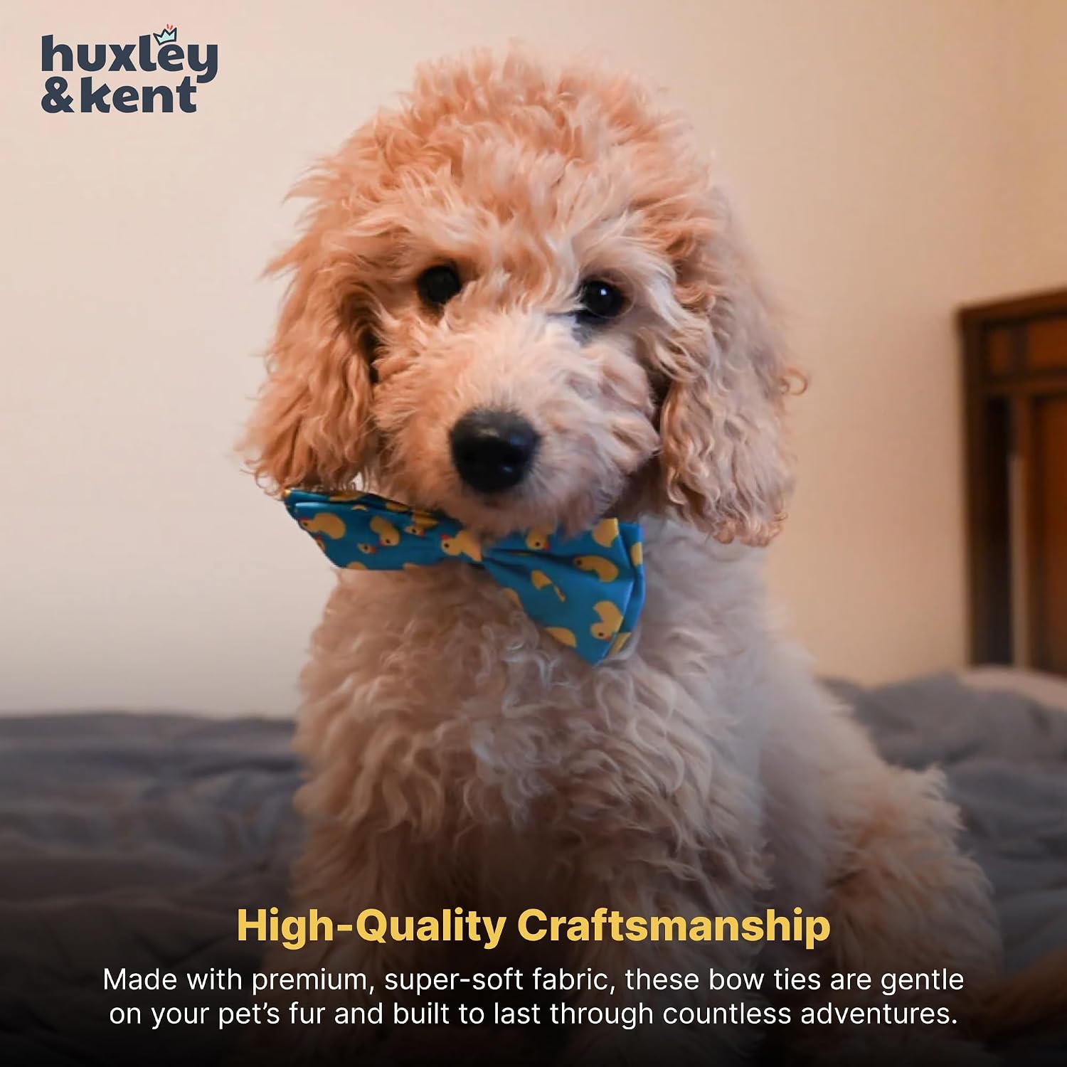 Comfortable non chafing festive pet bow tie with adjustable elastic strap