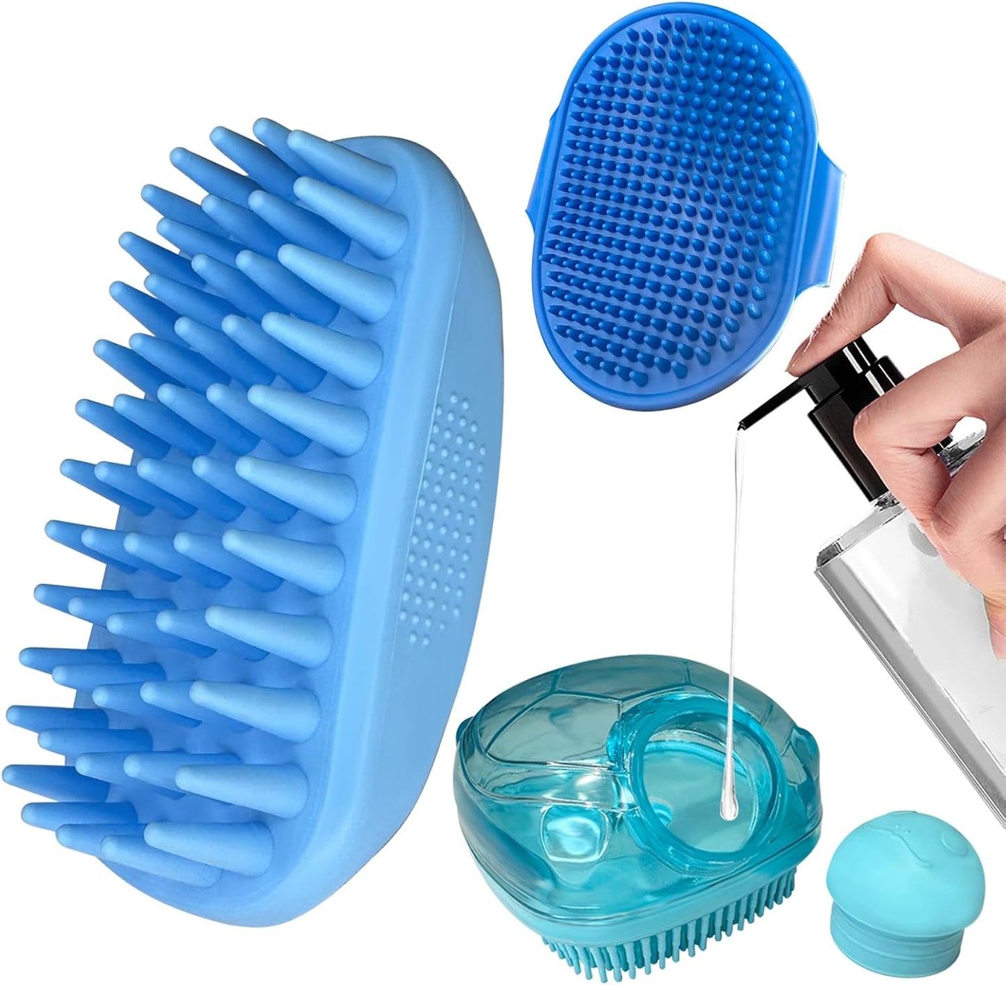 2PCS Dog Washing Gloves and Dog Shampoo Brush, Dog Bath Brush That can add Dog Shampoo, Dog Bath Supplies Dog and Cat Bath Set - Image 9