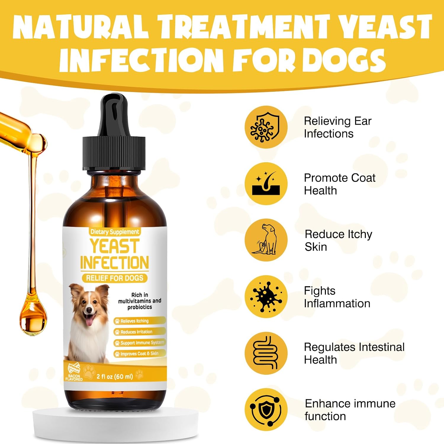 ZZTRMY dog ear infection treatment drops showing natural ingredients panel