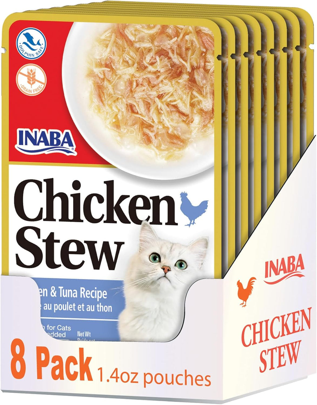 Side view of Inaba 1.4 Ounce cat food pouches
