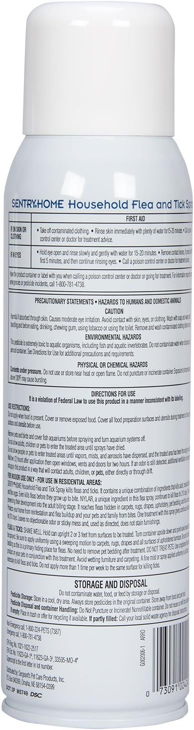 Sentry Home indoor pest control spray bottle application label
