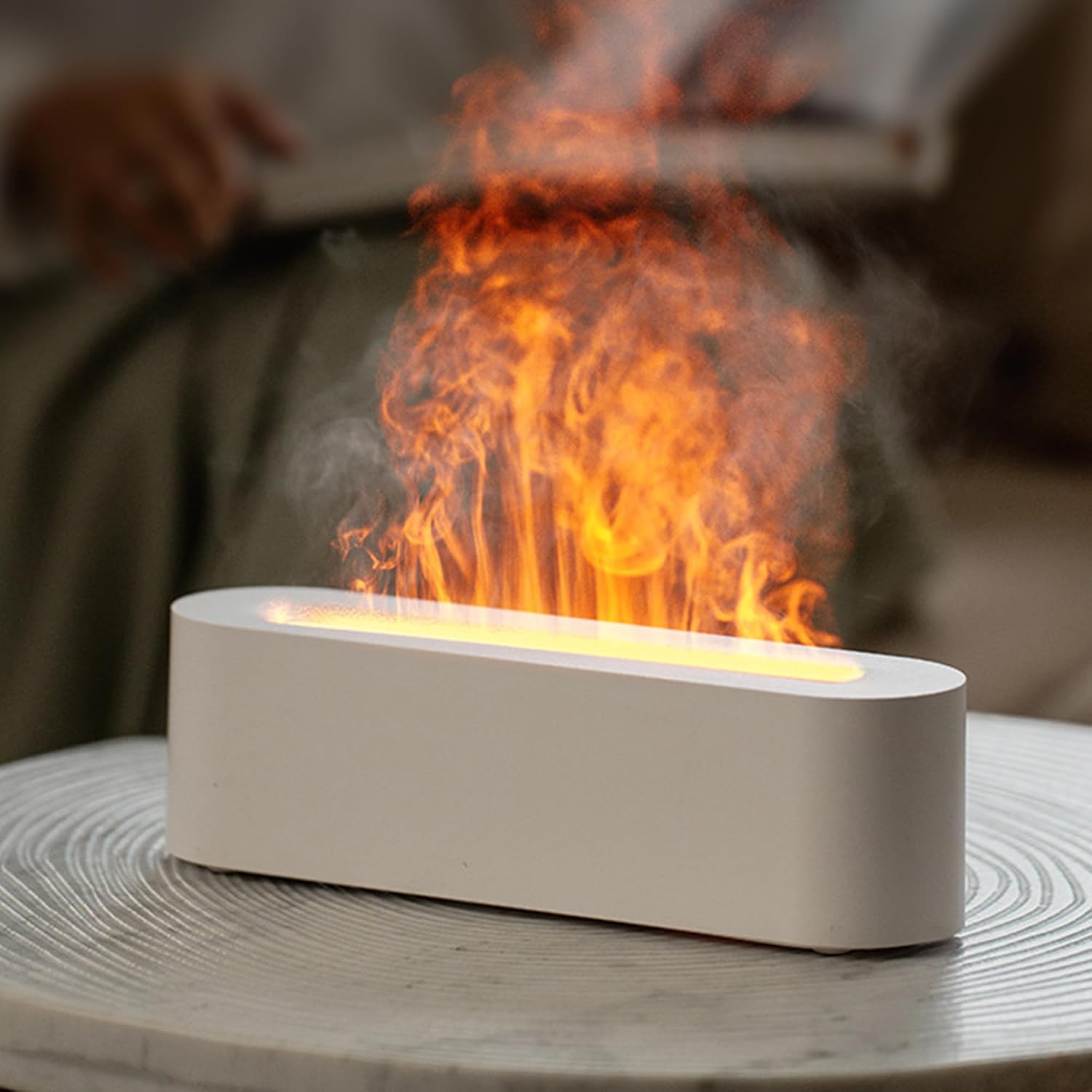 Yaledi Fireplace Flame Diffuser front view white finish for home decor.