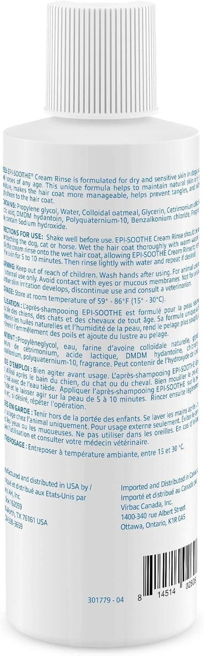 USA imported Virbac sensitive skin cream rinse details and instructions label