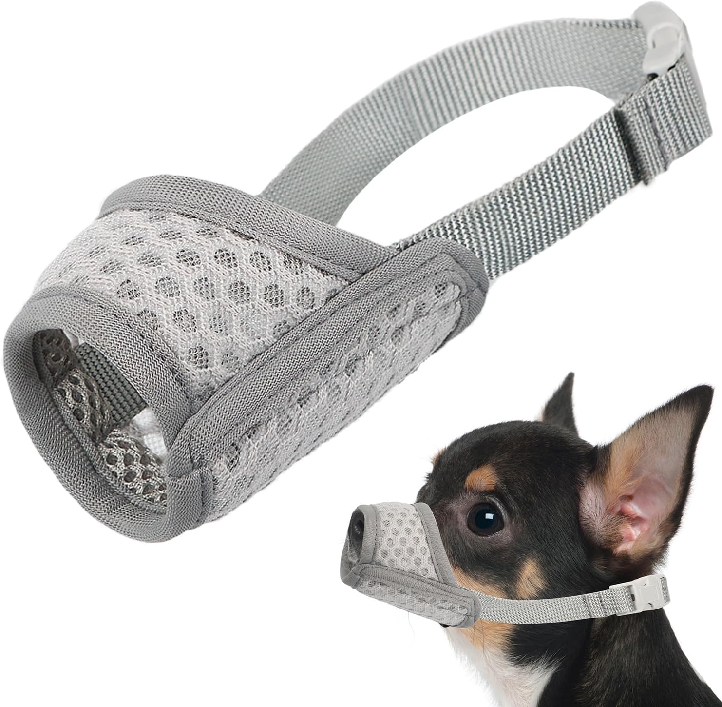 Mayerzon dog muzzle front view breathable mesh puppy mouth guard
