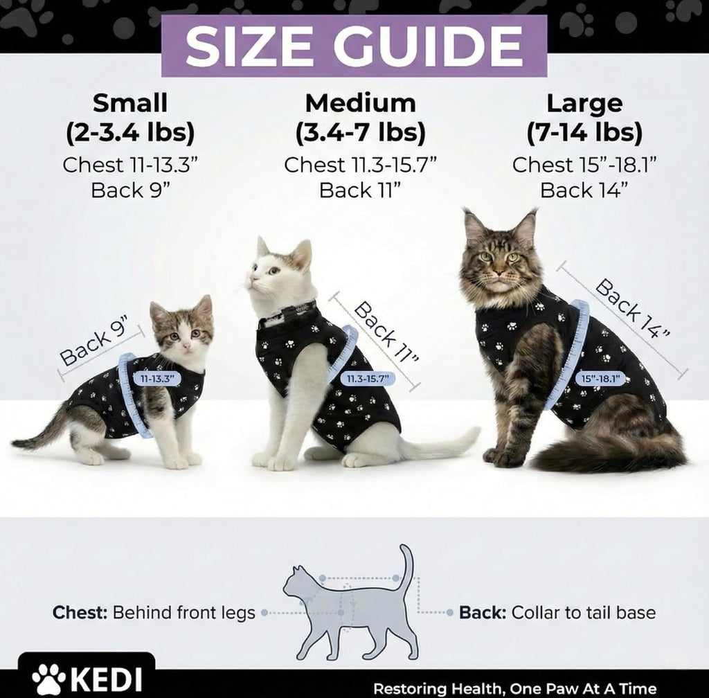 Cat Surgery Recovery Suit Female Cat Onesie for Cats After Surgery Spay Surgical Abdominal Wound Skin Diseases E-Collar Alternative Wear Kitten (Black, Large) - Image 3