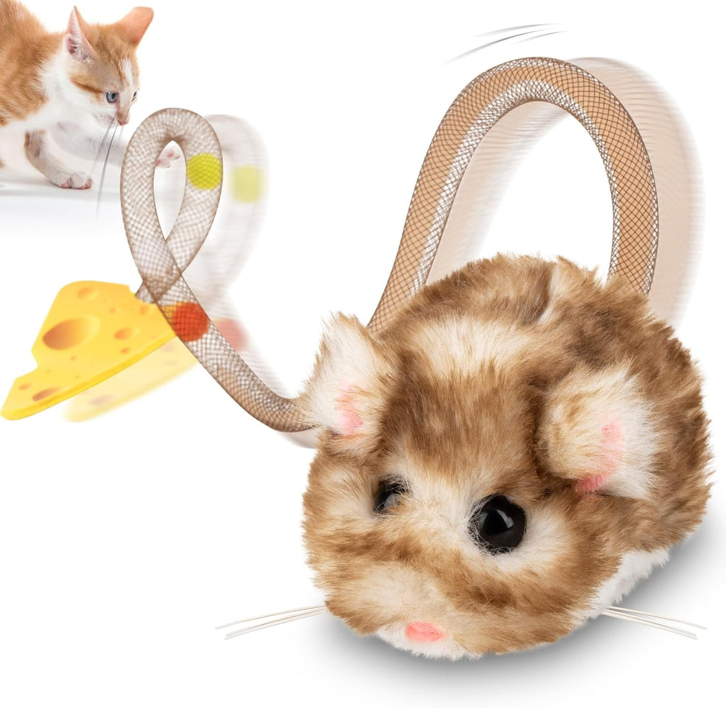 Migipaws Interactive MigiMouse Cat Toy 360 degrees Rolling & Spin with Mesh Plastic Tail for Indoor Cats Smart Motion Sensor, Realistic Squeak, Rechargeable Plush Kitten Toy(Grey) - Image 10