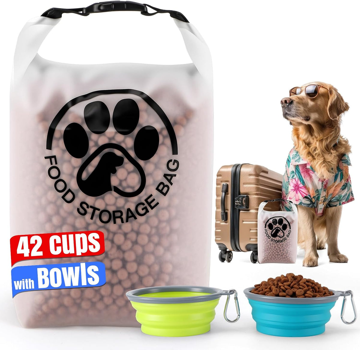 Pet Food Storage Bag for Travel - Transparent Leak-Proof Dog Food Container with Roll-Top Closure, Keeps Kibble Fresh for Camping Trip, Dog Boarding, Weekend Getaways (14 Cups) - Image 10
