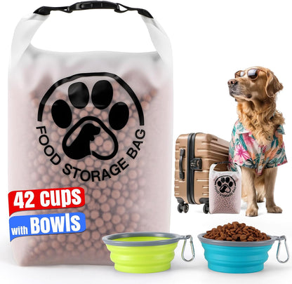 Pet Food Storage Bag for Travel - Transparent Leak-Proof Dog Food Container with Roll-Top Closure, Keeps Kibble Fresh for Camping Trip, Dog Boarding, Weekend Getaways (14 Cups) - Image 10