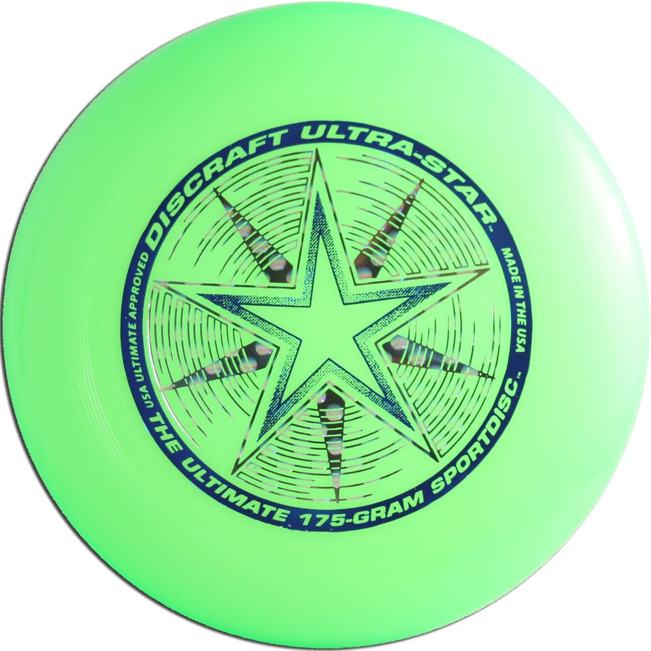 Discraft 175 gram professional ultimate frisbee floating on a white background.