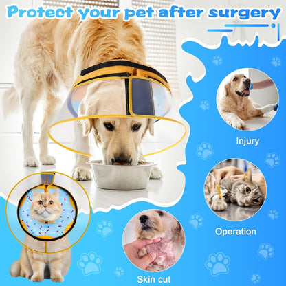 Adjustable strap and secure interior loop closure system on the Cneo inflatable pet collar.
