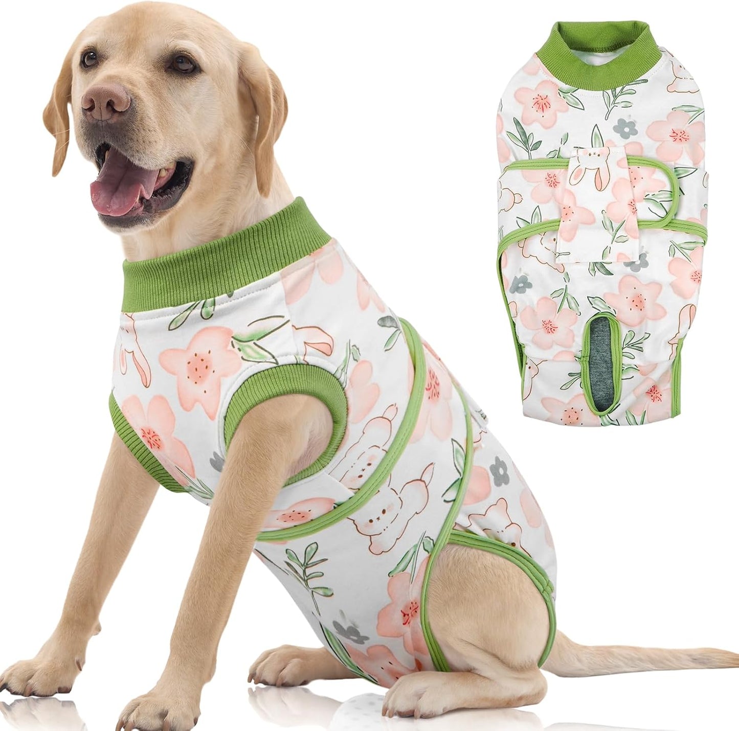 FUAMEY Recovery Suit for Dogs After Surgery,Soft Breathable Dog Bodysuit E-Collar & Cone Alternative Surgical Suit,Male Female Dog Neuter Spay Suits Anti Licking Wounds Onesie Rose Stripes L - Image 10