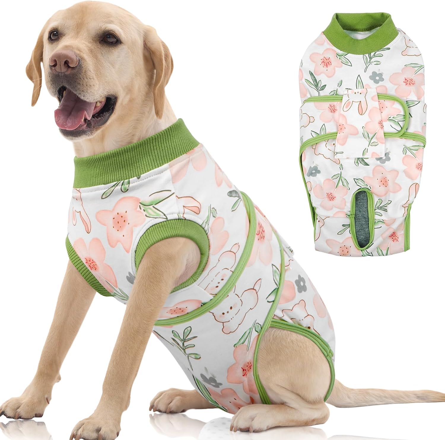 FUAMEY Recovery Suit for Dogs After Surgery,Soft Breathable Dog Bodysuit E-Collar & Cone Alternative Surgical Suit,Male Female Dog Neuter Spay Suits Anti Licking Wounds Onesie Rose Stripes L - Image 10