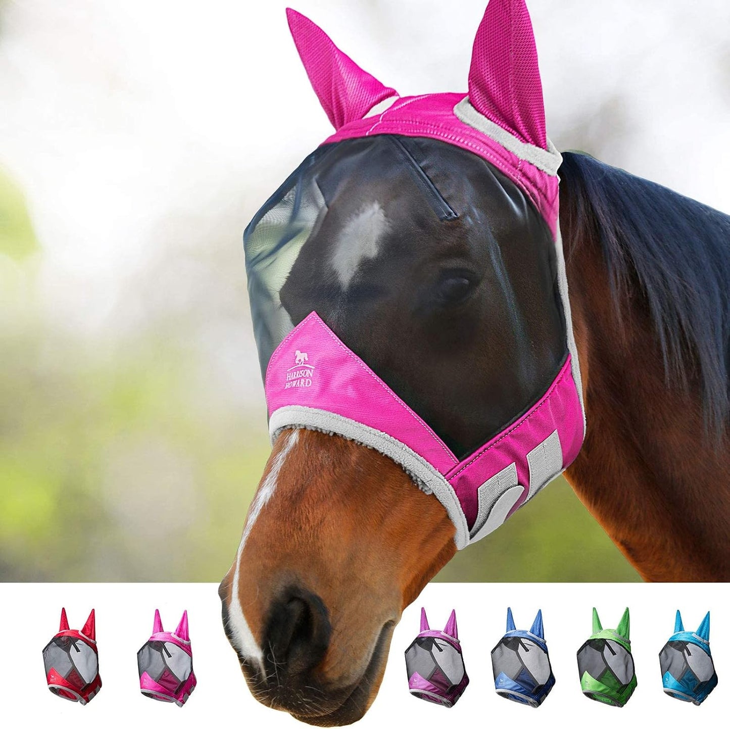 Harrison Howard CareMaster Pro Luminous Horse Fly Mask Large Eye Space Standard with Ears UV Protection for Horse Navy Full Size - Image 10