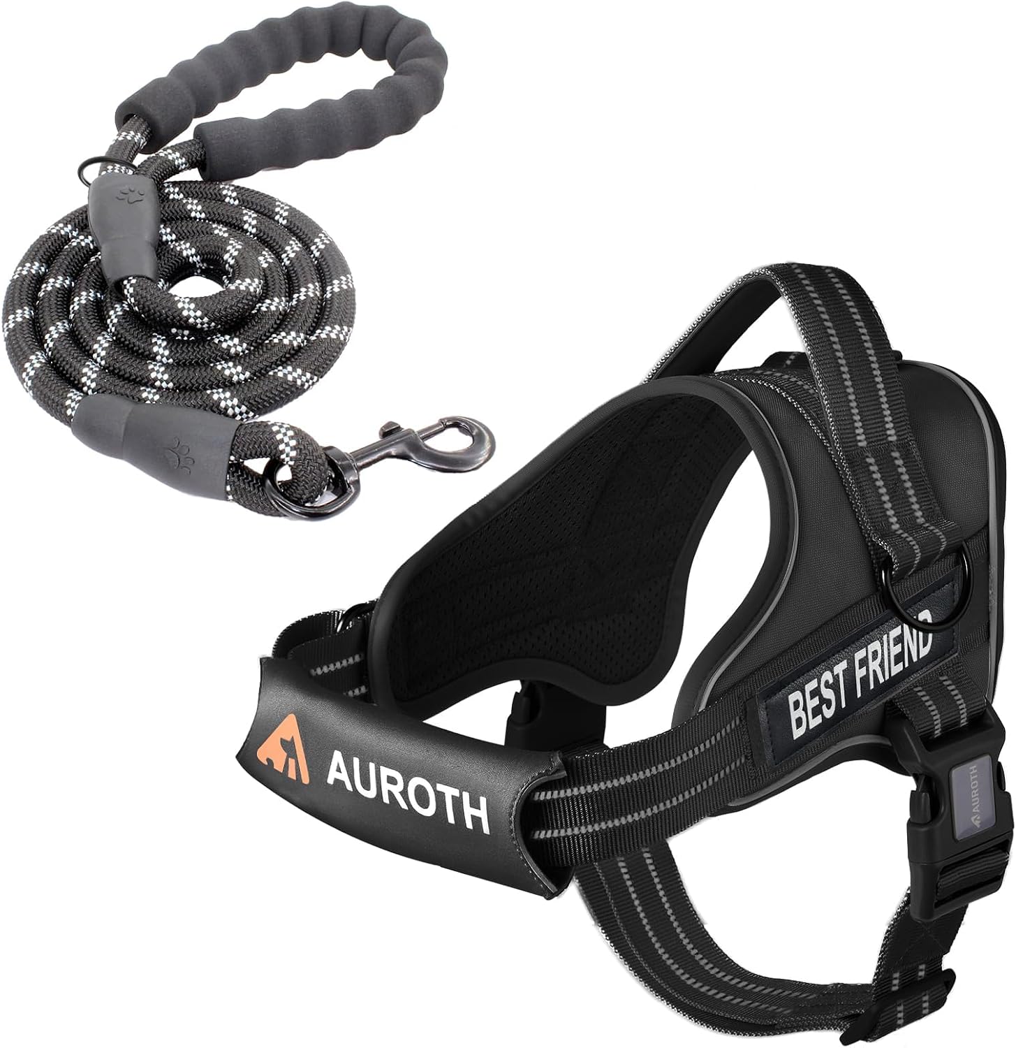 AUROTH Dog Harness and Leash Set, Soft Padded Service Dog Vest with 5.25FT Dog Leash, No Choke, Easy On Pet Vest, Adjustable Reflective No Pull Dog Harness for Large Dogs, Easy Walking and Training - Image 11