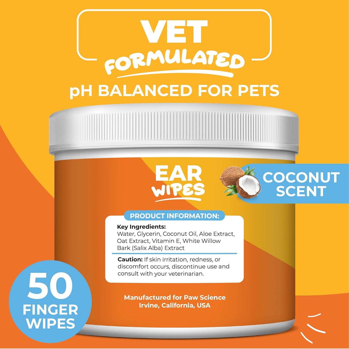 Close up of Paw Science pet ear relief wipes