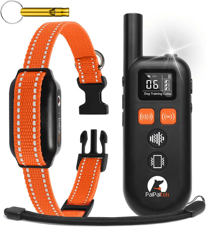 PaiPaitek Vibrating Dog Collar No Shock front view showing the remote control and receiver unit.