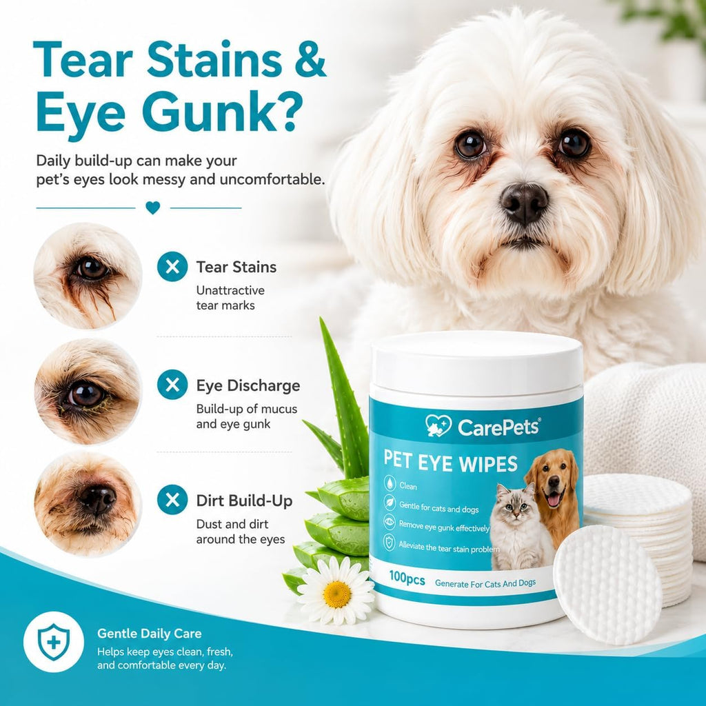 CarePets tear stain cleaning pads for dogs and cats