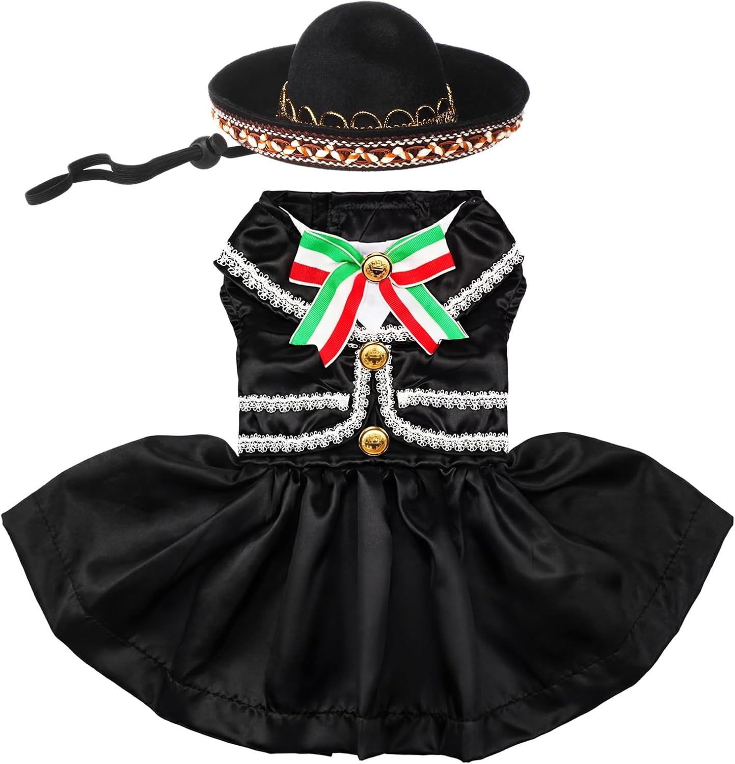 Mariachi Mexican Costume for Dog Mexican Dog Dress and Sombrero for Chihuahua Puppy Cat Cinco De Mayo Mexico Independence Day Themed Party Pet Outfits(S,Style3,Classic) - Image 9