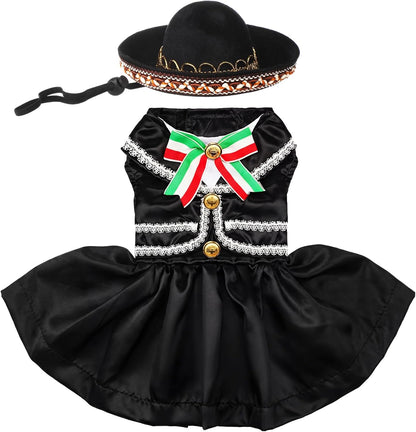 Mariachi Mexican Costume for Dog Mexican Dog Dress and Sombrero for Chihuahua Puppy Cat Cinco De Mayo Mexico Independence Day Themed Party Pet Outfits(S,Style3,Classic) - Image 9