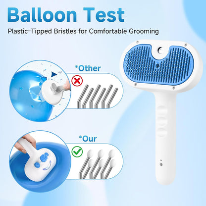 LetsFeed pet grooming brush blue with ergonomic handle for cats and dogs