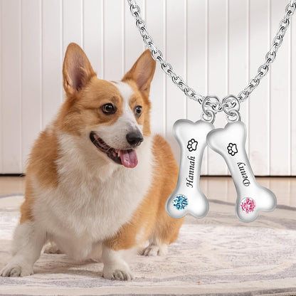 YUYOO engraved dog bone pendant option in rose gold finish resting elegantly inside a premium gift box.