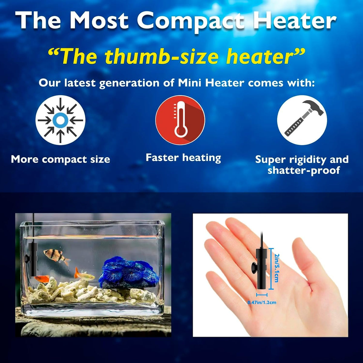 AquaMiracle fish tank heater with digital temperature display