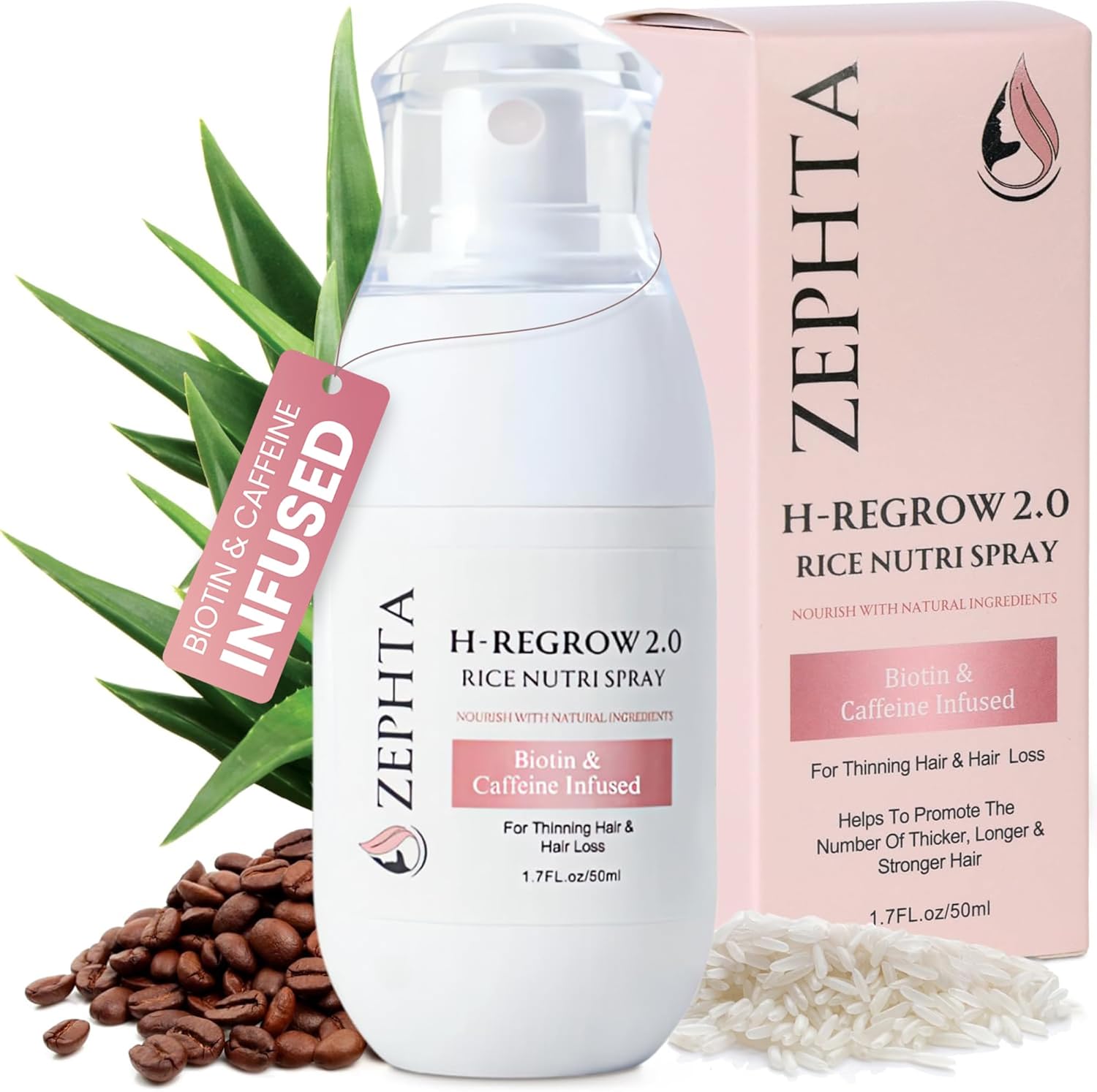 Zephta H-Regrow 2.0 Hair Growth Spray front view bottle for hair thinning treatment