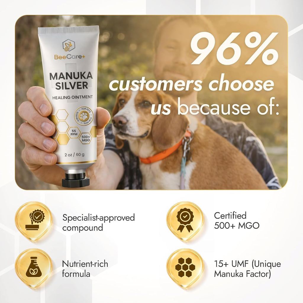 Premium medical grade Manuka honey ointment for pet skin irritation relief