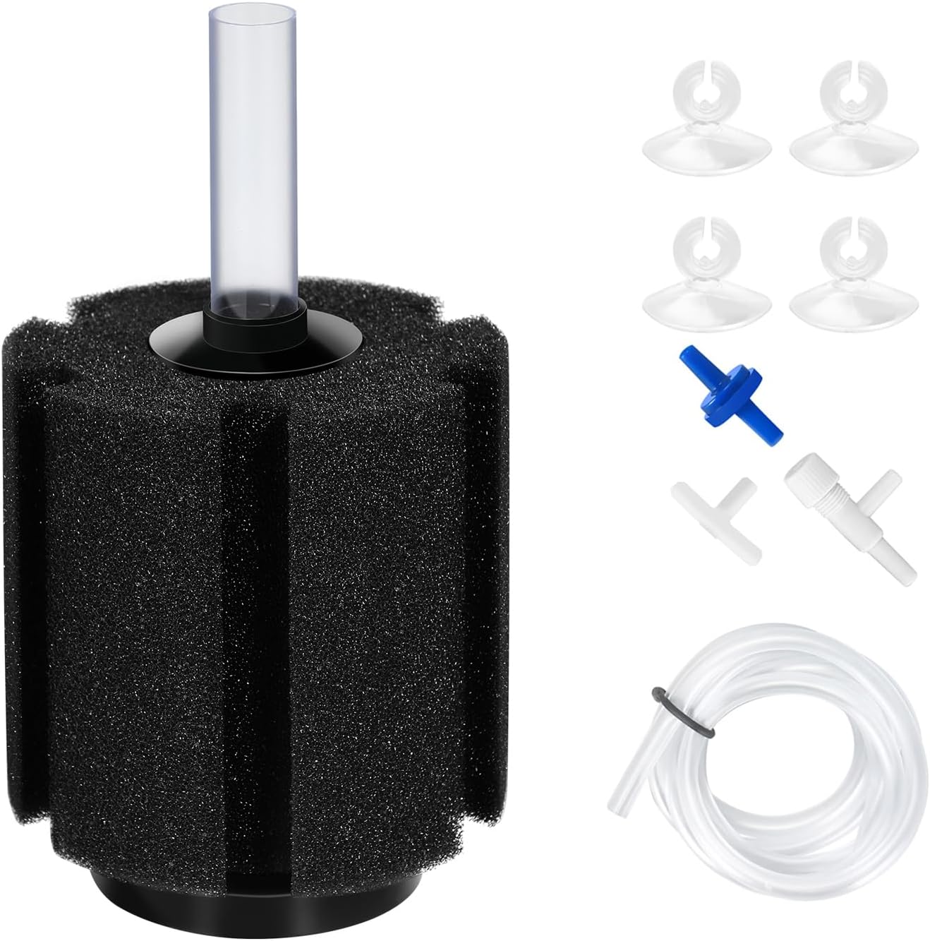 AQUANEAT Aquarium Air Powered Sponge Filter, Fish Tank Bio Bubble Filter with Airline Tubing, Valves, Suction Cup(up to 10Gal) - Image 12
