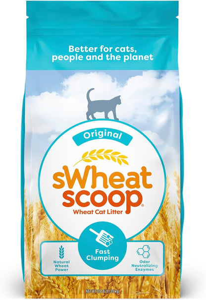 sWheat Scoop Natural Wheat Multi-Cat Litter, Superior Clumping with Odor Neutralizing Enzymes, 25 Pound Bag - Image 10
