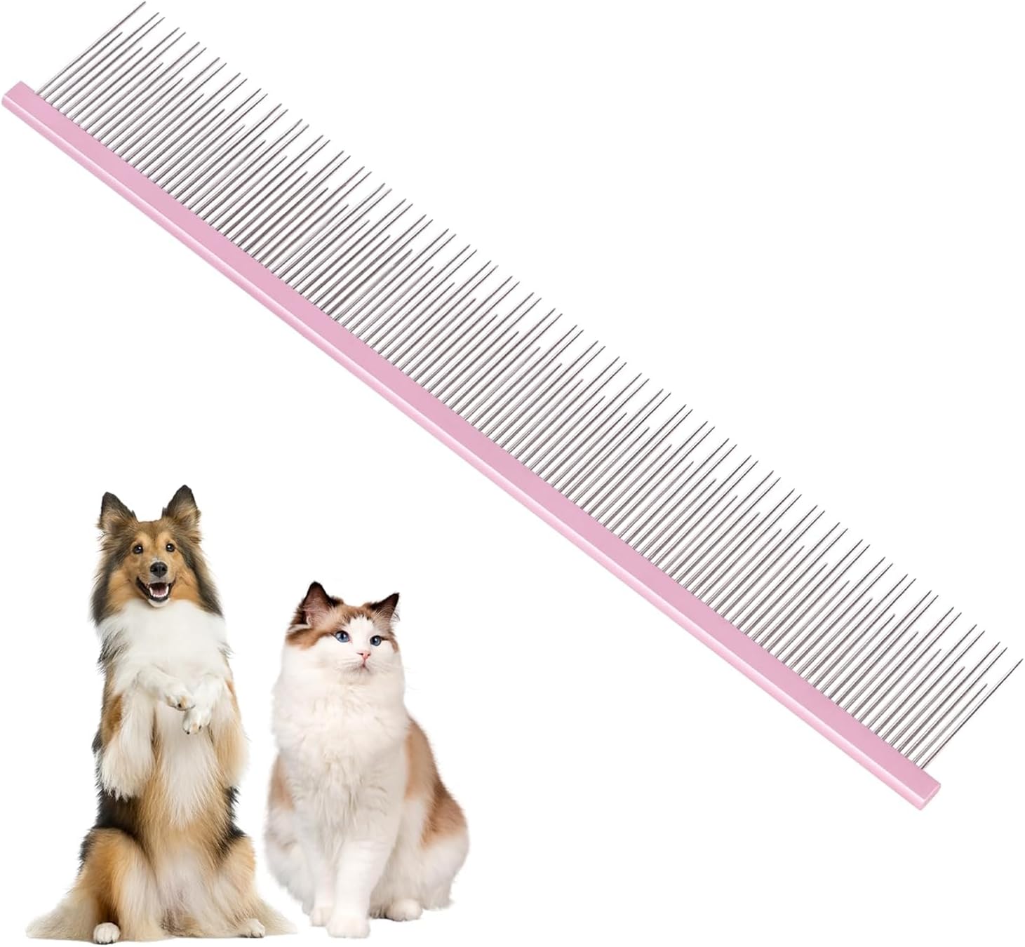 HOP Home of Paws Dual-Tooth Grooming Comb front view for pet hair removal.
