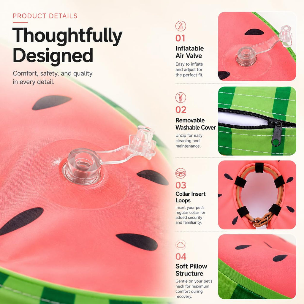Deflated and stored premium dog surgical cone alternative