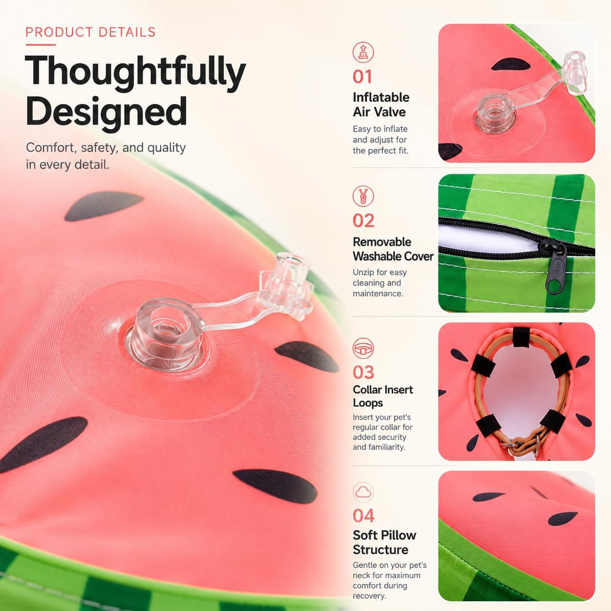Deflated and stored premium dog surgical cone alternative