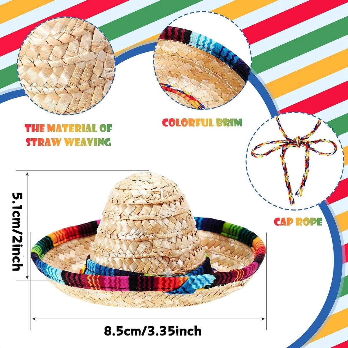 Sezdeki bearded dragon sombrero hat front view displaying woven straw texture