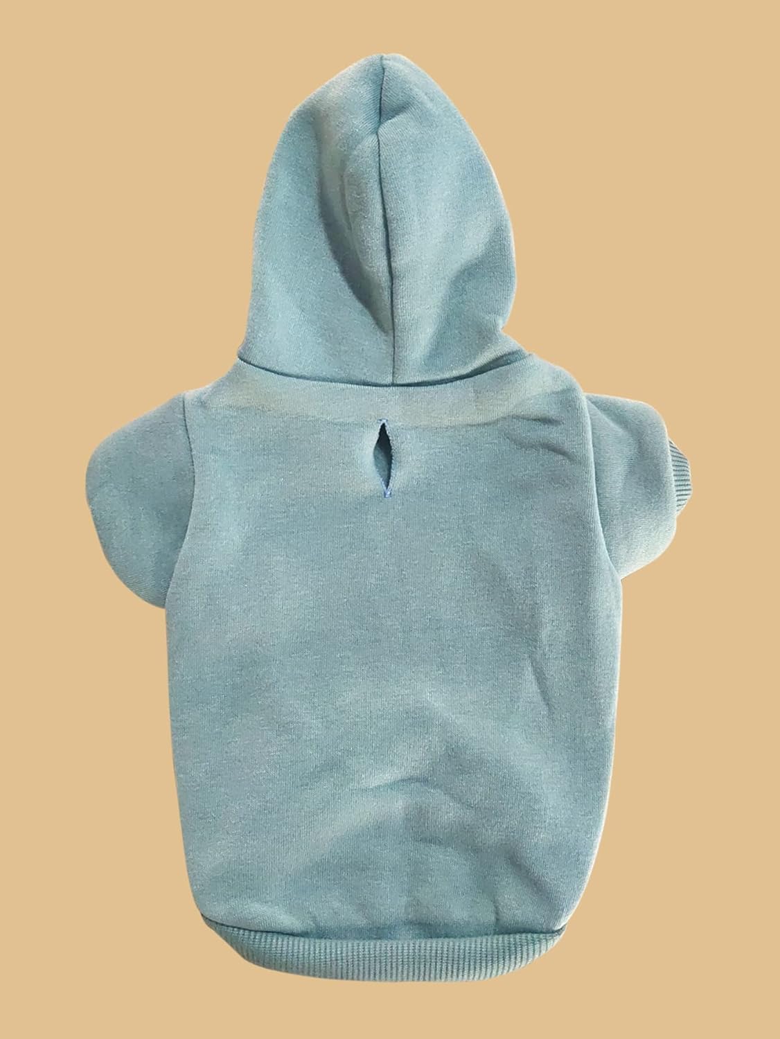 Small dog wearing the QWINEE cadet blue medium pet sweater