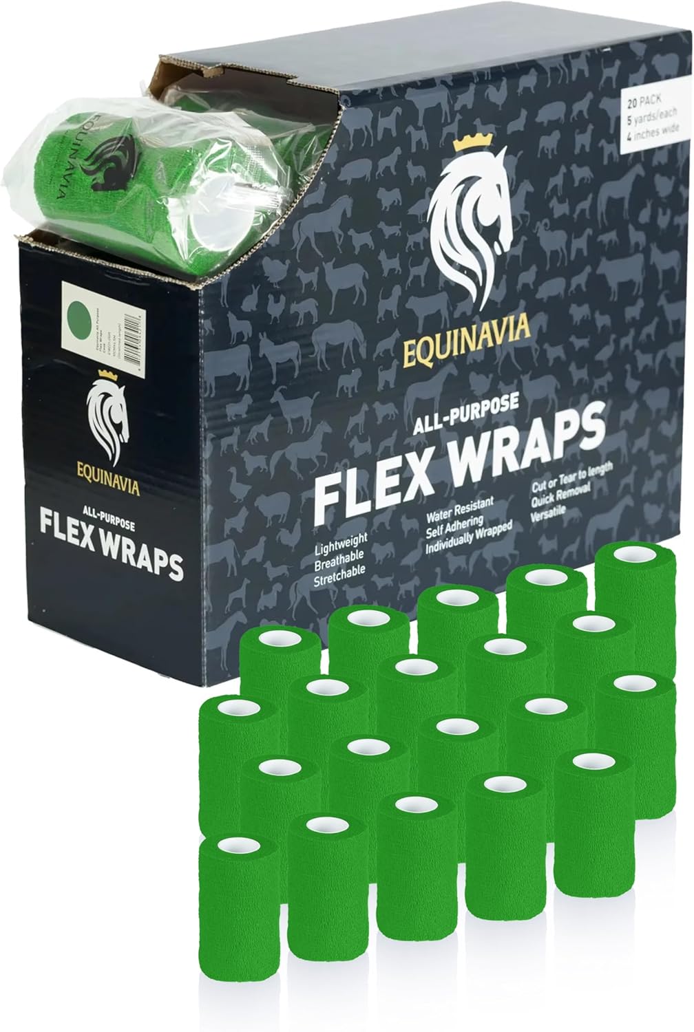 Equinavia 20 Pack Self Adhesive Bandage Wrap, 4 Inch Vet Wrap for Horses, Pets or Humans, with Easy Dispenser Case, Durable, Flexible, Protective Horse Leg Wraps for Barns, Vet Clinics, and First Aid - Image 10