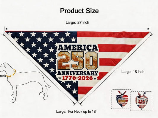 Two pieces of USA flag print dog scarves for large pets