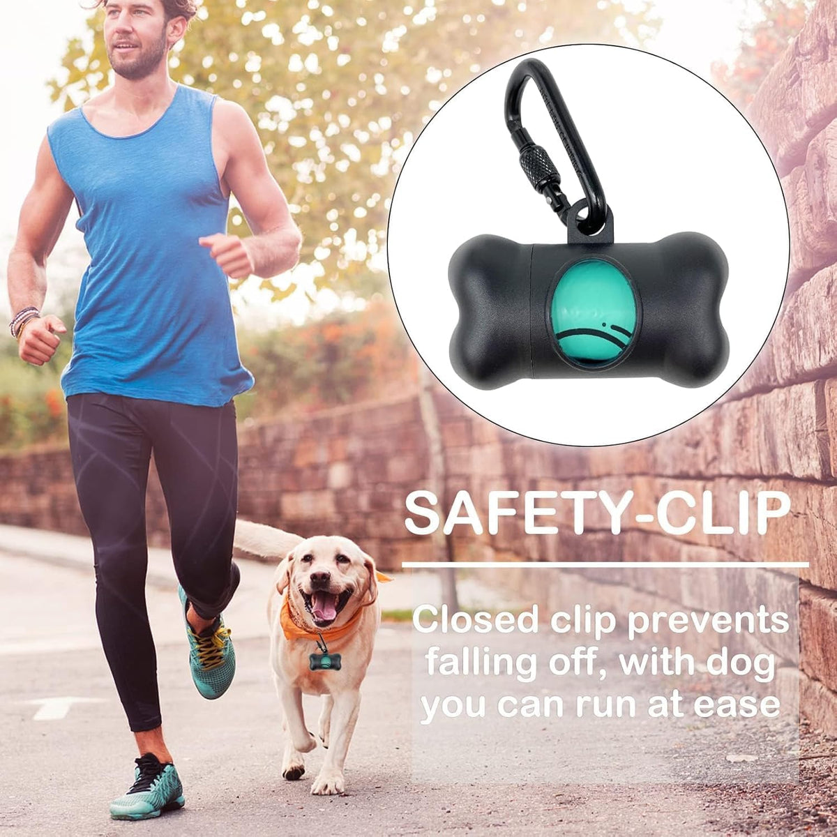Bone shaped black pet waste bag dispenser showing the oversized oval exit spout.
