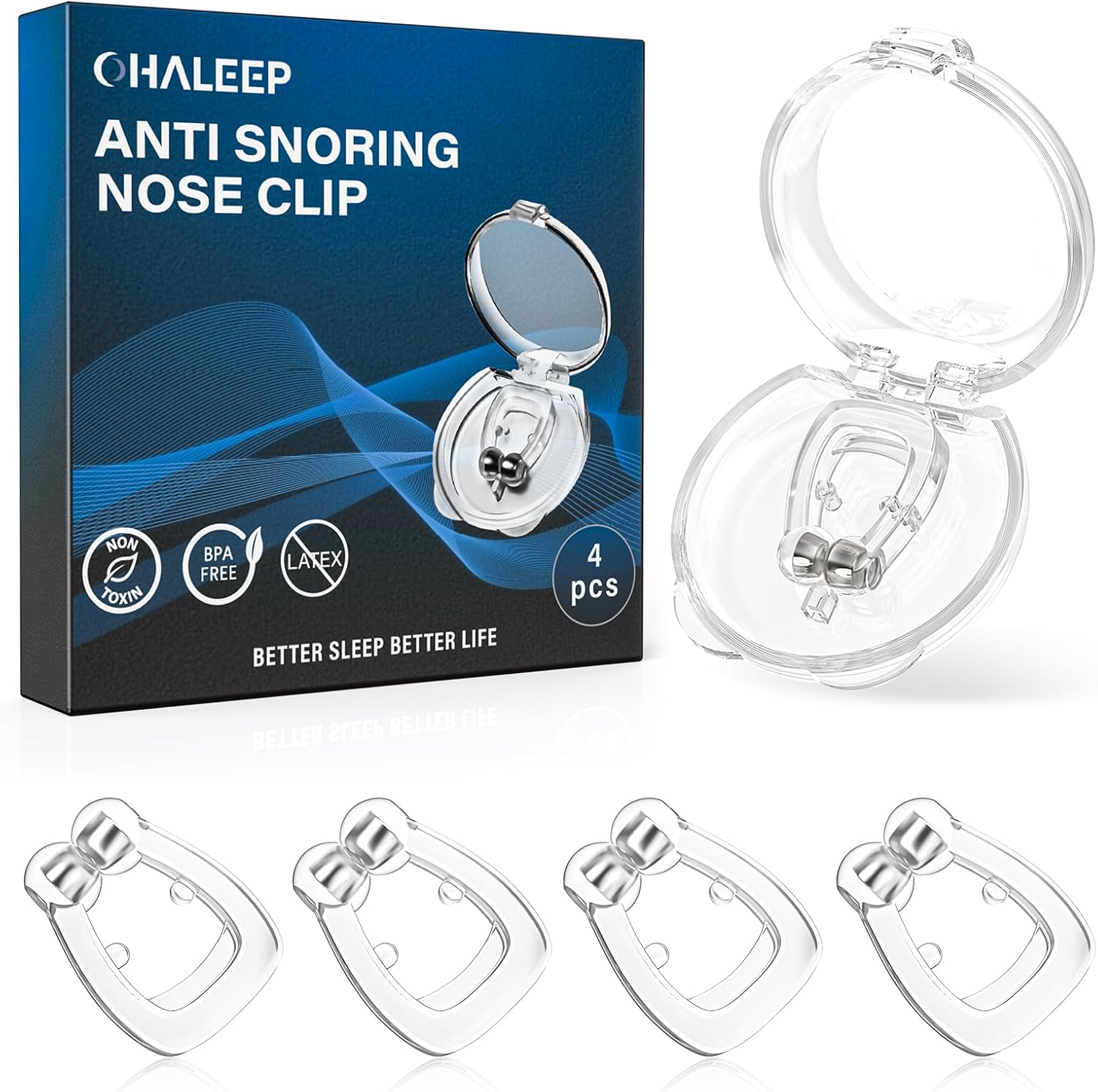 OHALEEP Anti Snoring Device front view showing magnetic silicone clips