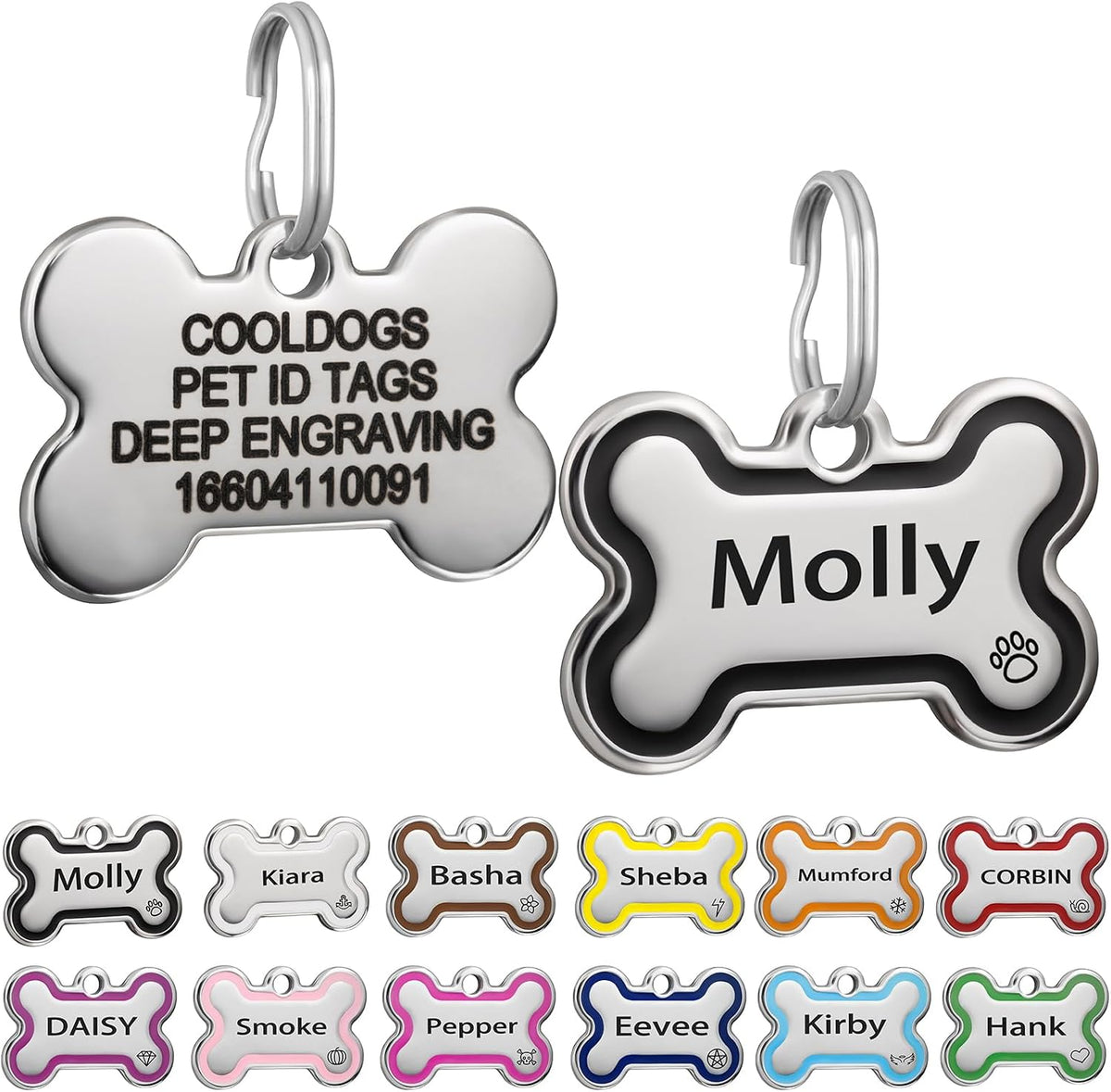 CoolDogs Stainless Steel Enamel Pet ID Tags for Dogs and Cats, Personalized Dog Tags,Cat Tags,Custom Engraved Dog Name Tag,Cat Name Tag with up to 5 Lines of Text on Both Sides (Blue, Large) - Image 15
