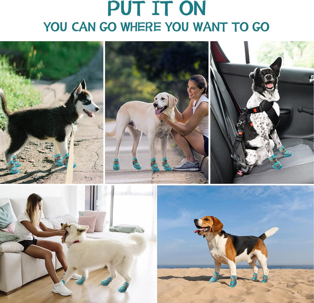 Dog Boots for Large Dogs, Medium Dog Boots & Paw Protectors for Hardwood Floors, Outdoor Dog Booties for Hot Pavement Winter Snow Hiking, Dog Shoes with Reflective Strips - Image 9