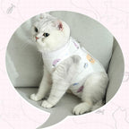 Cat wearing Coppthinktu surgical onesie side profile view