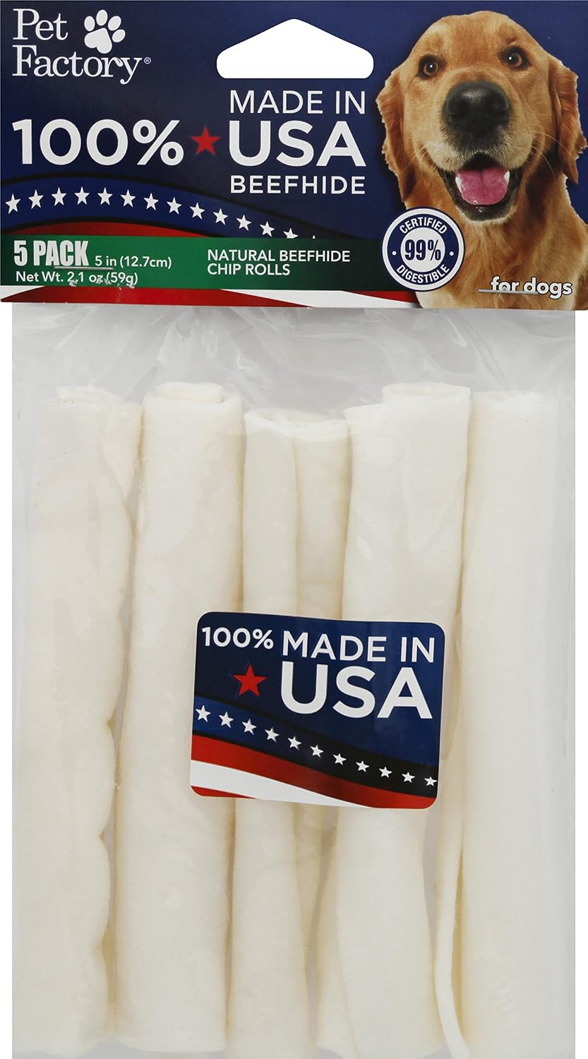 Pet Factory 100% Made in USA Beefhide 8" Rolls Dog Chew Treats - Natural Flavor, 10 Count/1 Pack - Image 13