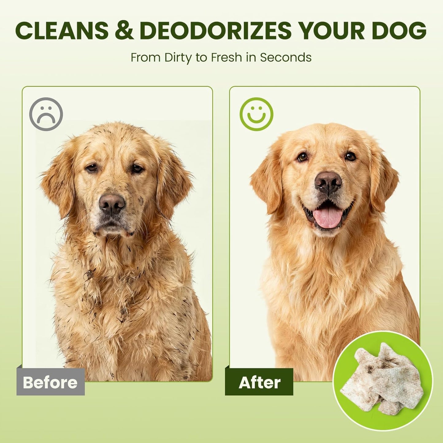 Premium plant based ingredients list for PawSono hypoallergenic pet wipes.
