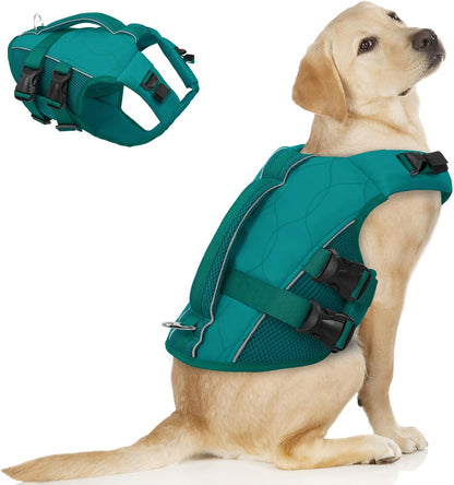 Asenku dog life jacket front view high flotation pet safety vest