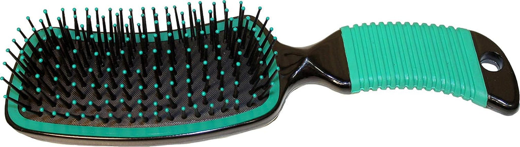 Partrade Curved Mane And Tail Brush Green front view equestrian grooming tool